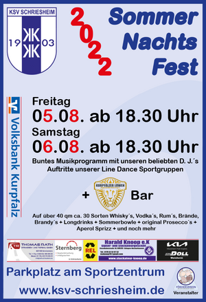 Plakat KSV Schriesheim Sommernachtsfest 2022